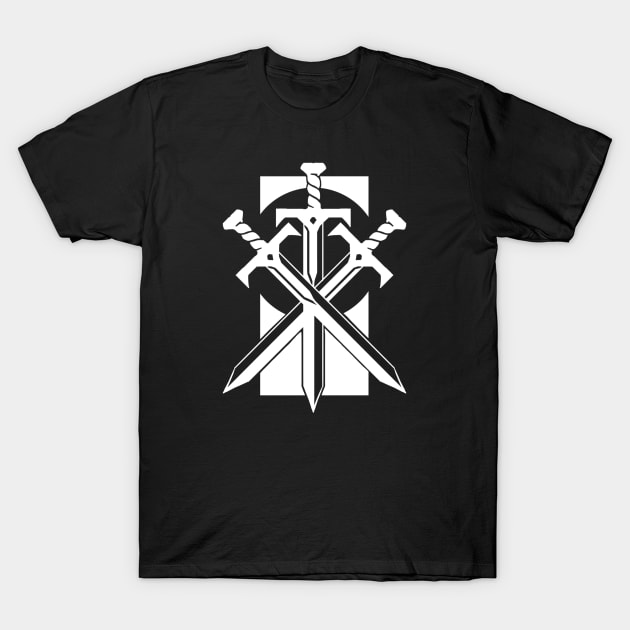 Crossed Swords - Original Logo Banner Sigil - Light Design for Dark Backgrounds T-Shirt by Indi Martin